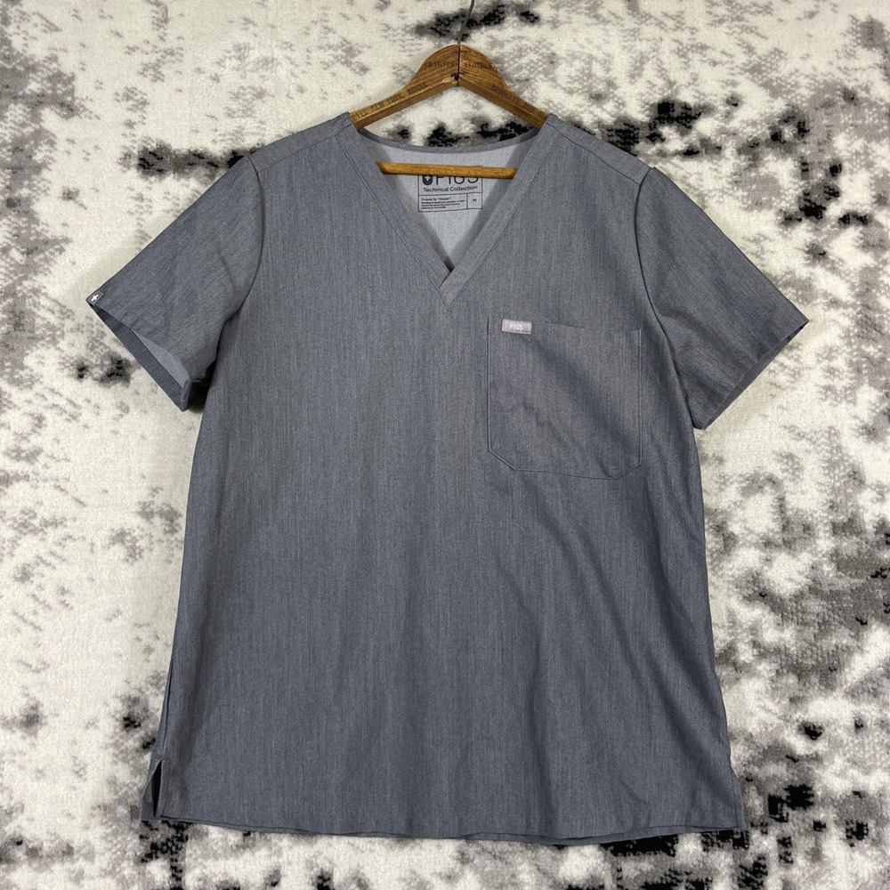 Figs Catarina One Pocket Scrub Top Womens Size Medium Gray FW1000 Nursing